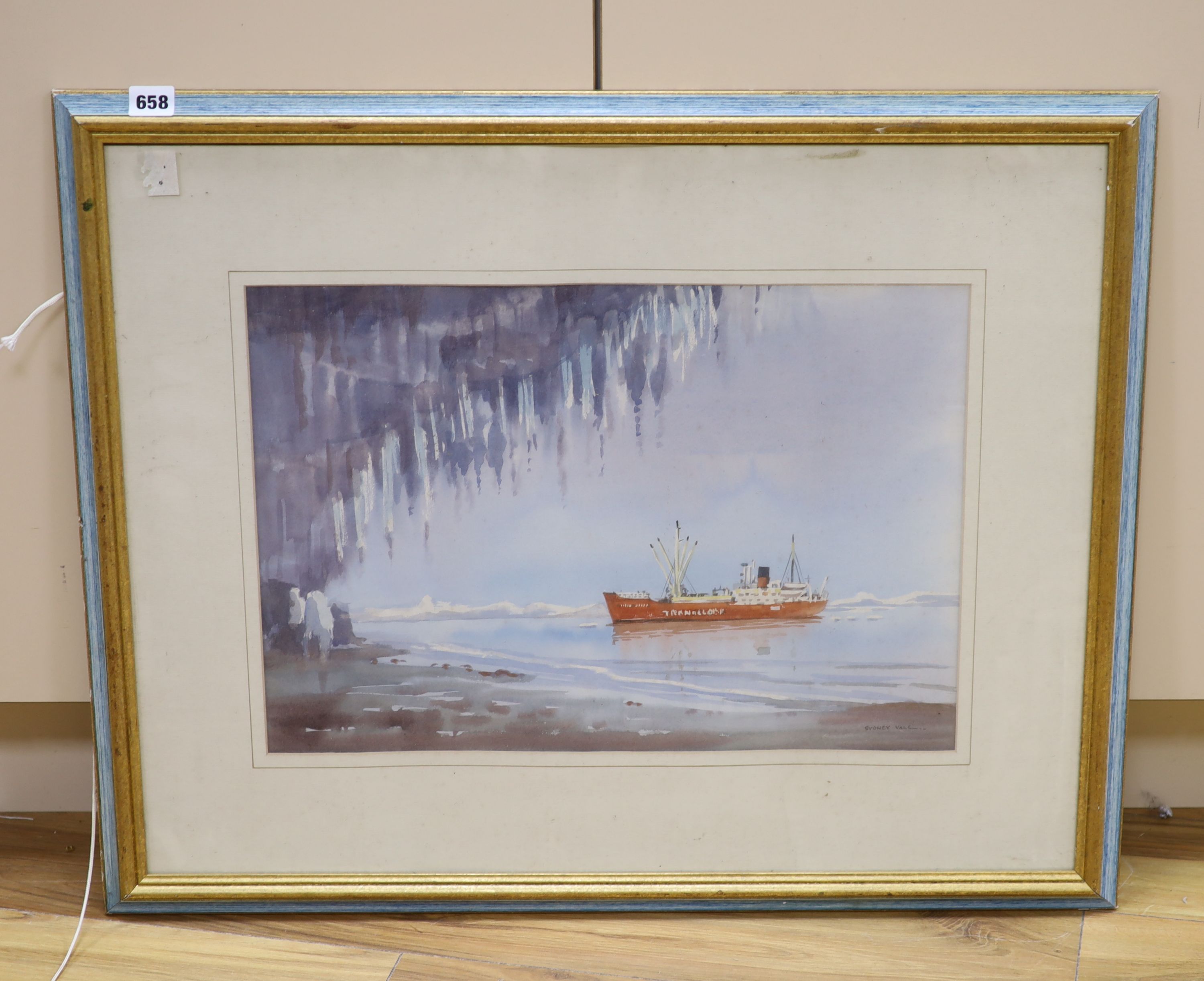 Sydney Vale (1916-1991), watercolour, Antarctic Exploration Ship, 35 x 51cm